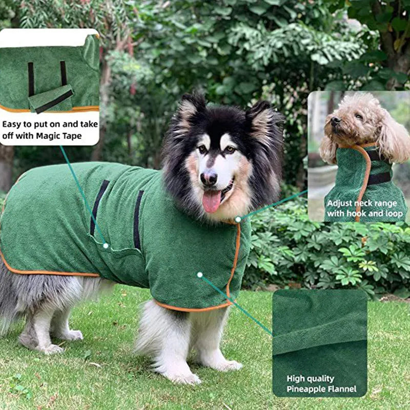 Microfiber Dog Bathrobe | Fast-Drying Towel Robe